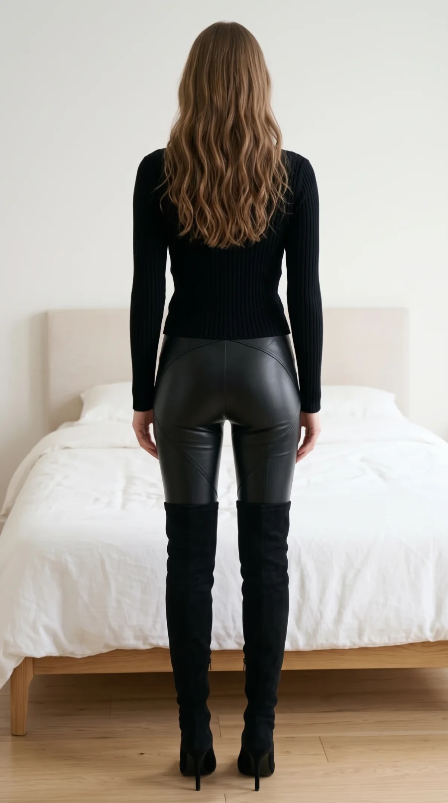 Black Leather Pants & Overknee Boots - Image 4