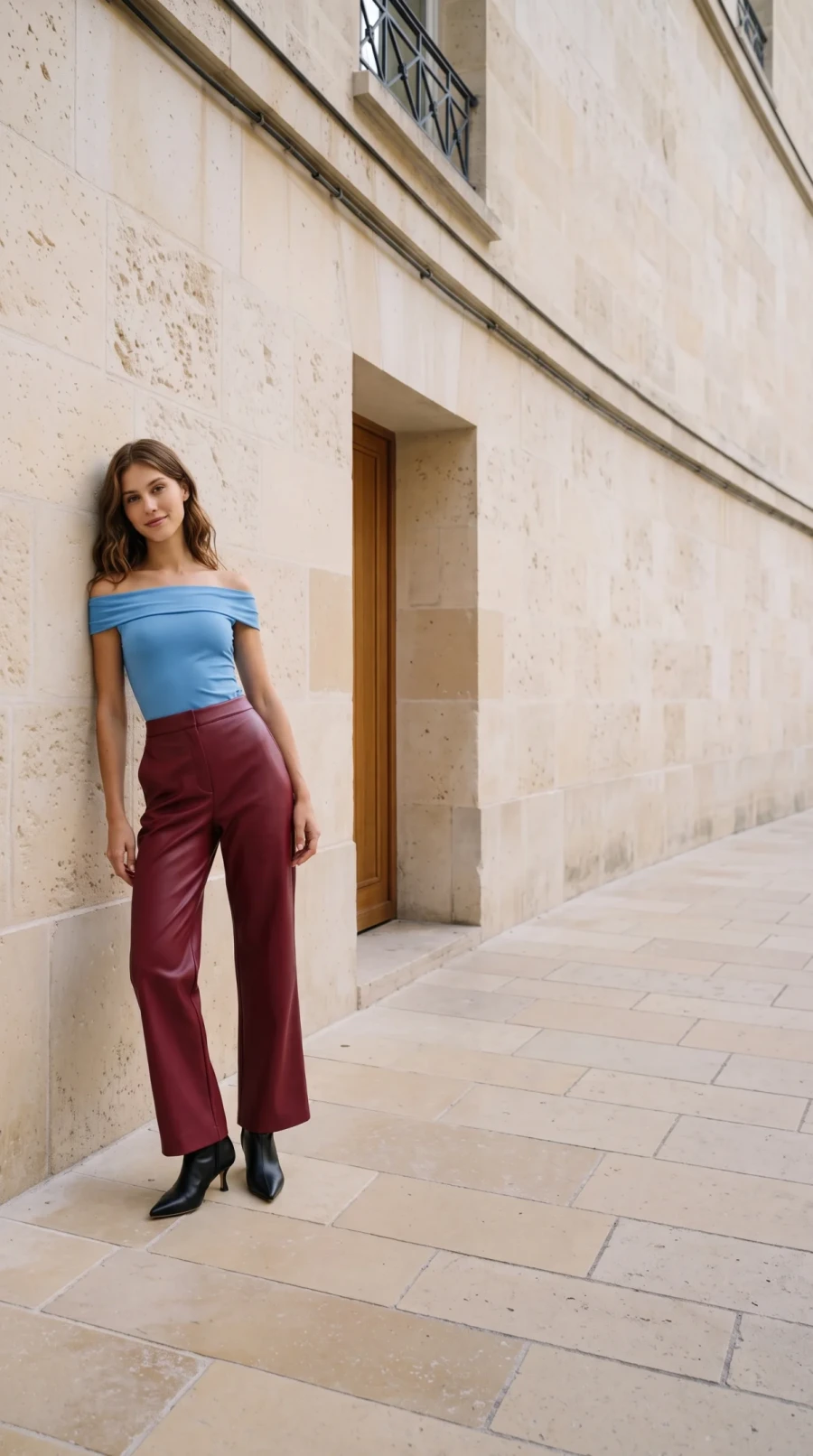 Sky Blue & Burgundy Leather - Image 6