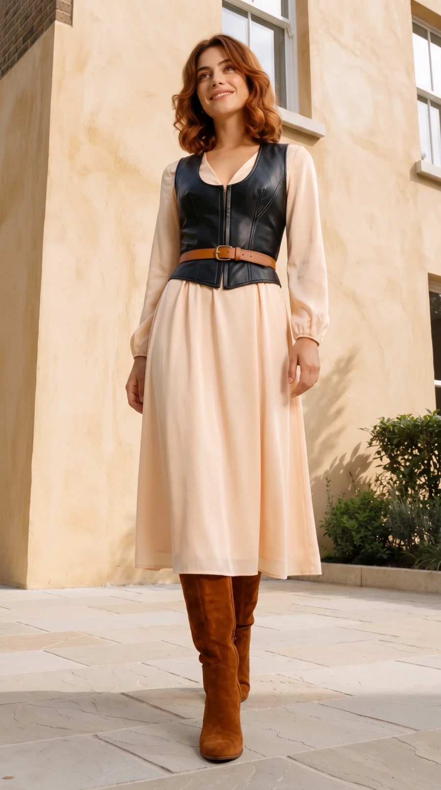 Black Leather, Cream Cotton & Brown Boots - Image 8